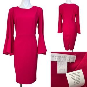 New York & Company Fuchsia Long Sleeve Dress